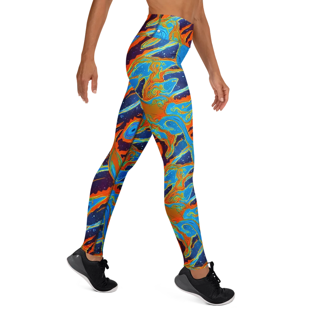 Blue Inferno on Yoga Leggings — Right