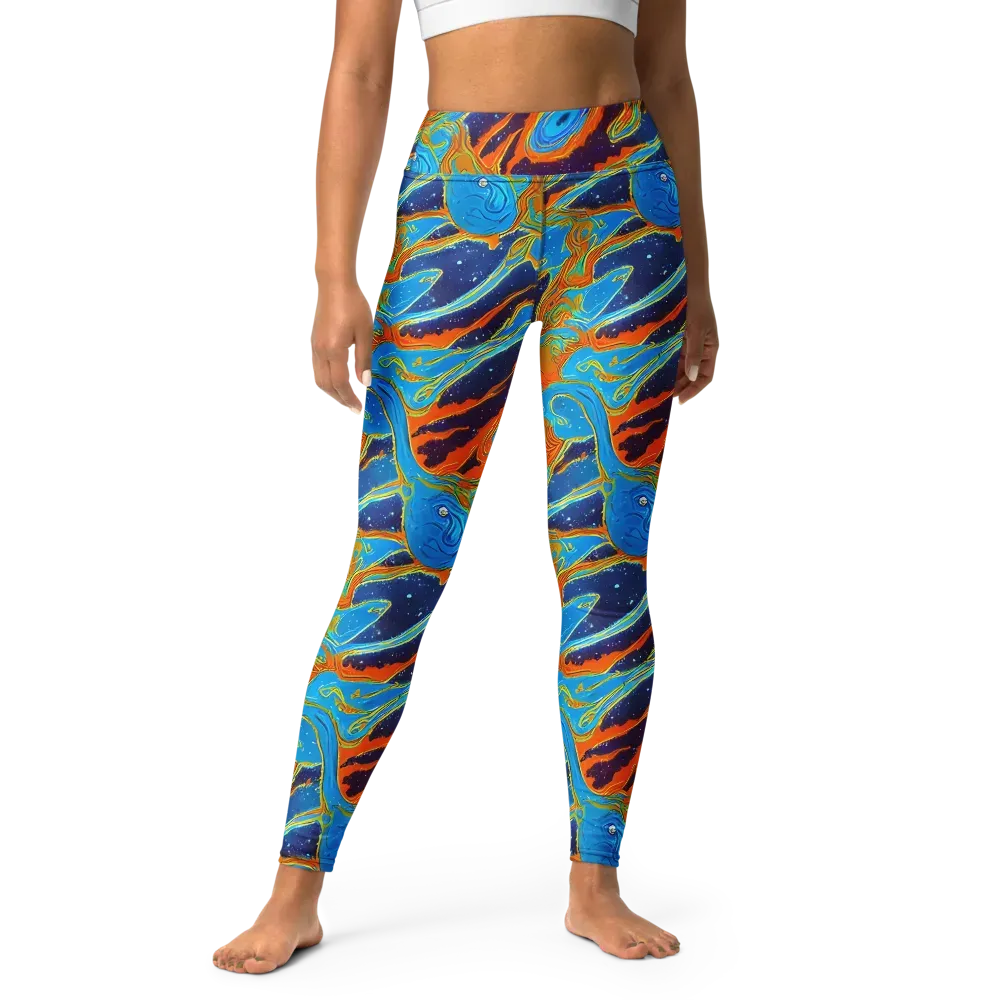 Blue Inferno on Yoga Leggings — Front