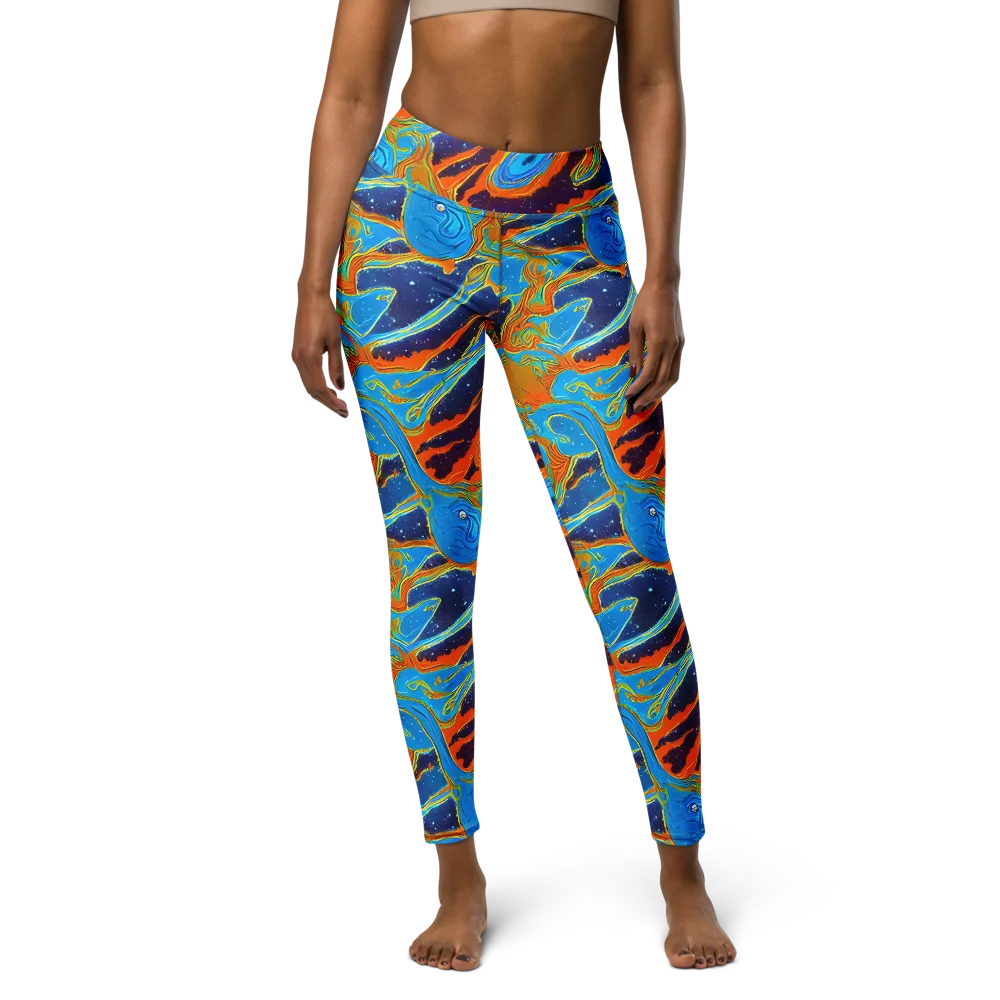 Blue Inferno on Yoga Leggings — Front