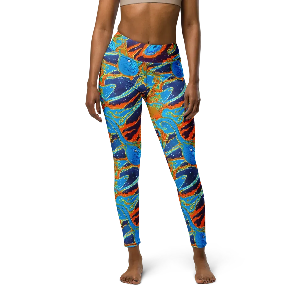 Blue Inferno on Yoga Leggings — Front