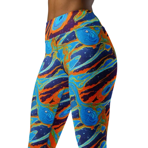 Blue Inferno on a Yoga Leggings