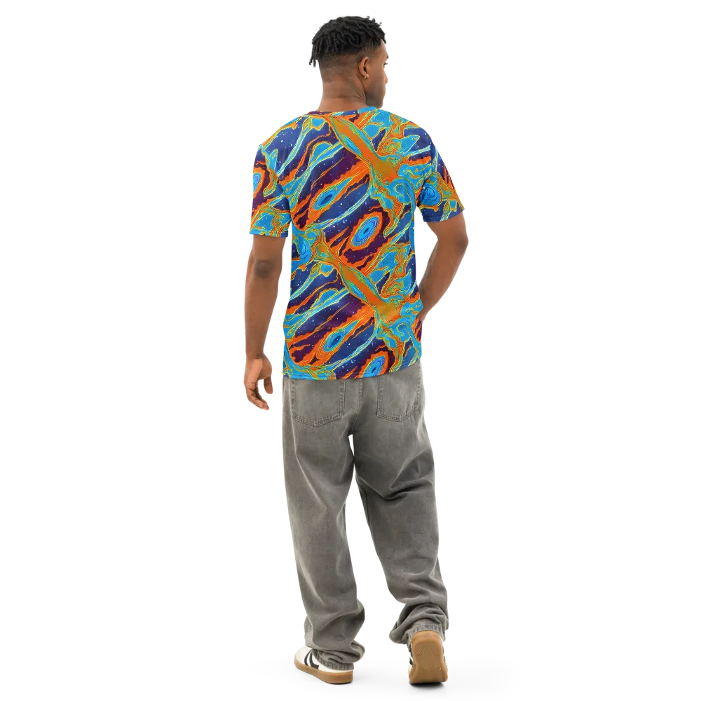Blue Inferno on Men's Cotton Crew Neck T-Shirt — Back