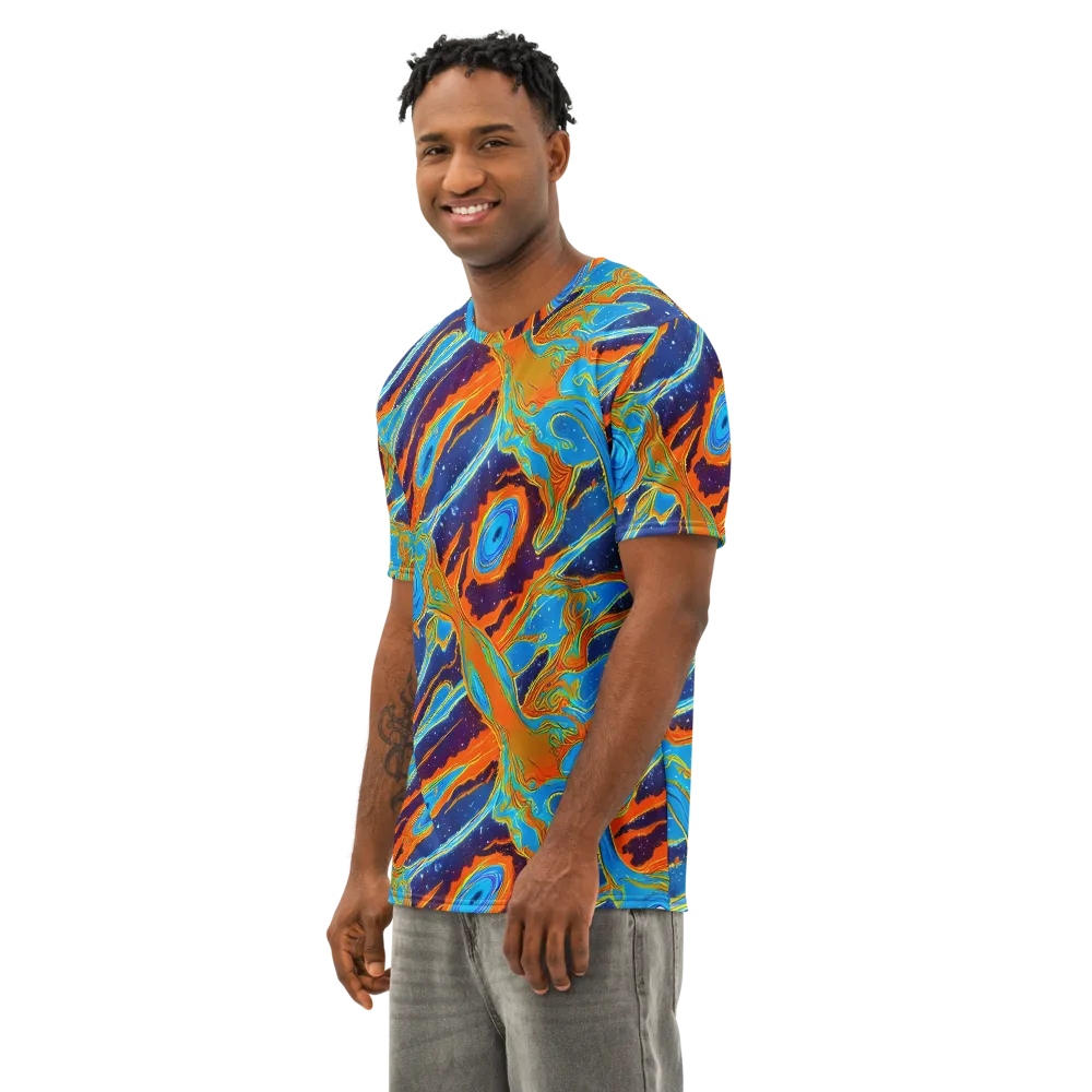 Blue Inferno on Men's Cotton Crew Neck T-Shirt — Left Front