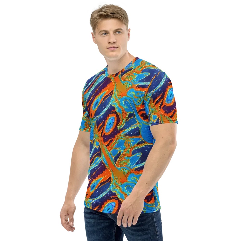Blue Inferno on Men's Crew Neck T-Shirt — Left