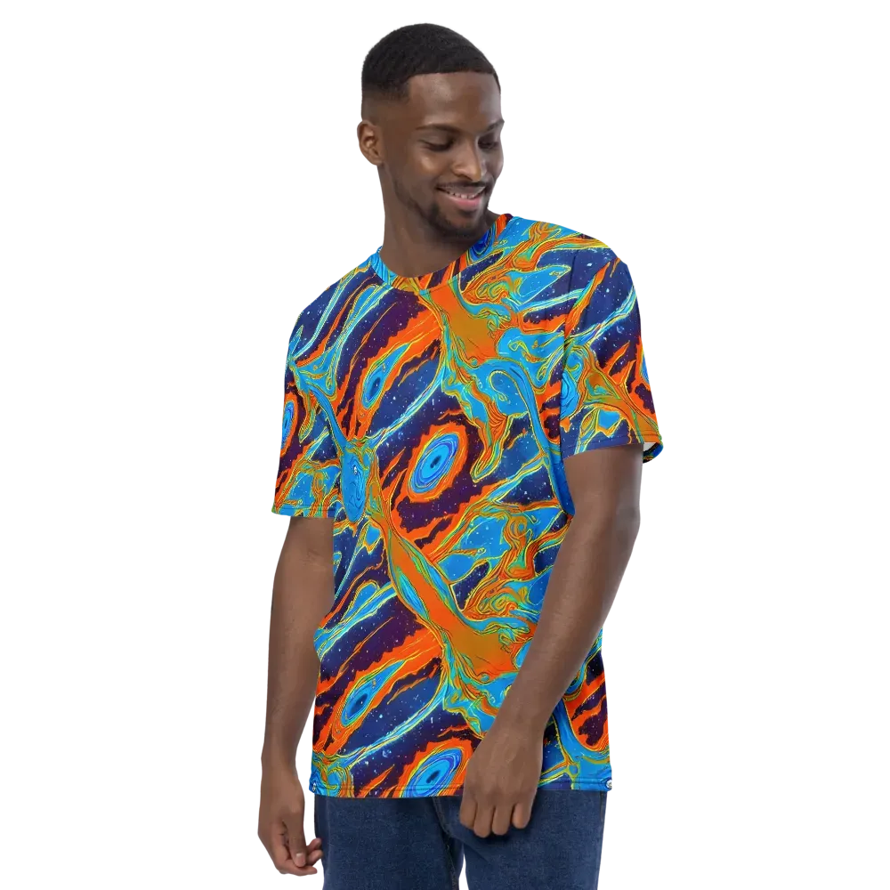 Blue Inferno on Men's Crew Neck T-Shirt — Left