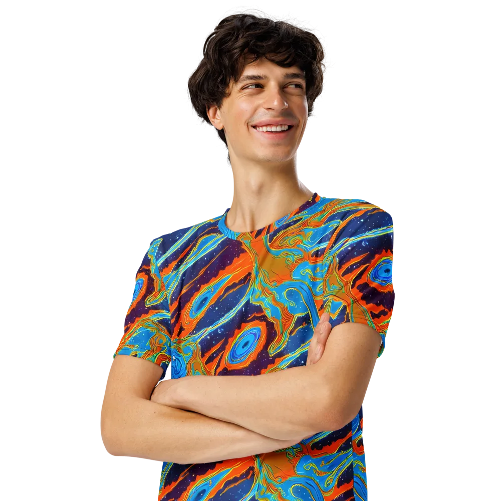 Blue Inferno on Men's Crew Neck T-Shirt — Left Front