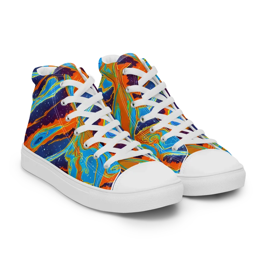 Blue Inferno on Men's High Top Canvas Shoes — Right Front