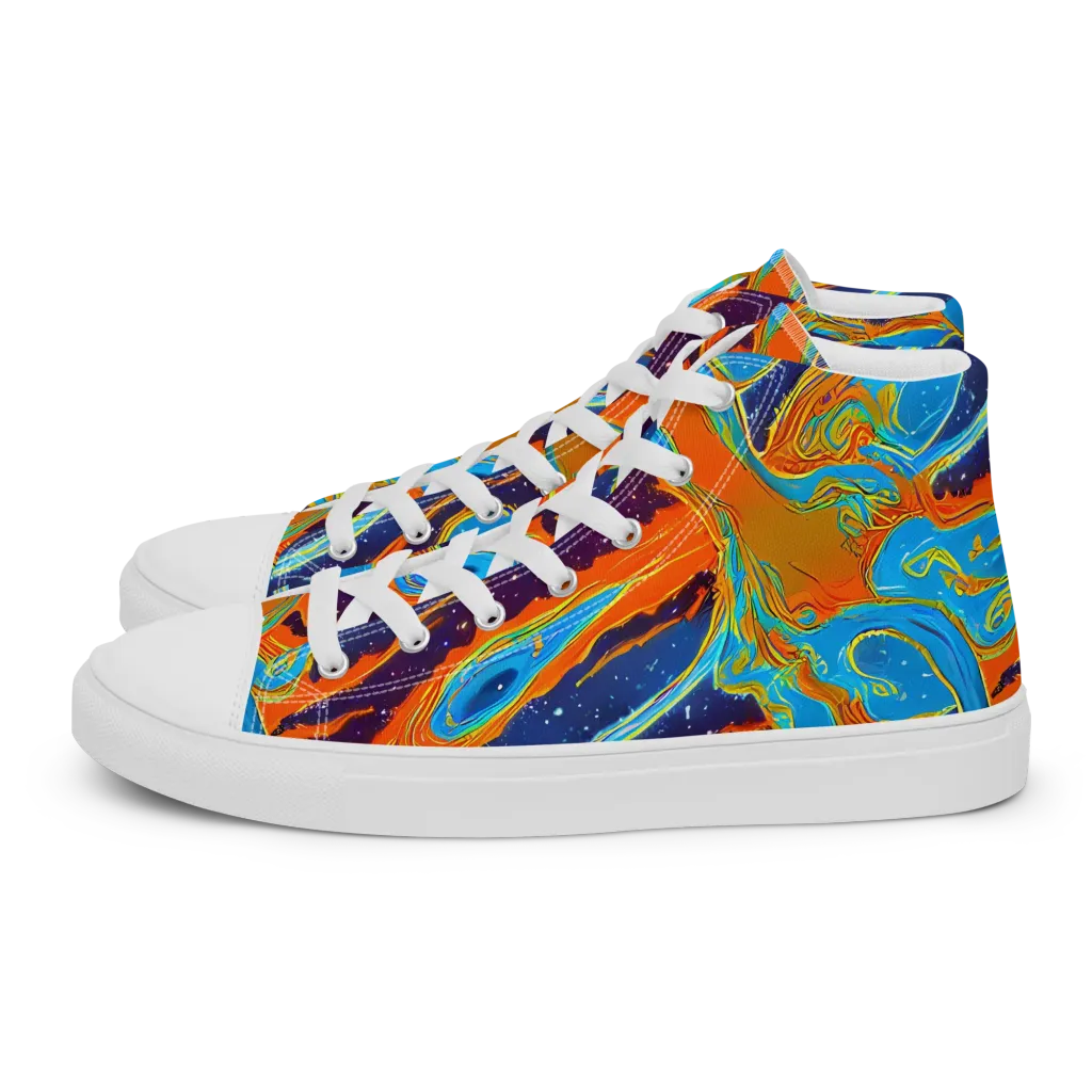 Blue Inferno on Men's High Top Canvas Shoes — Left