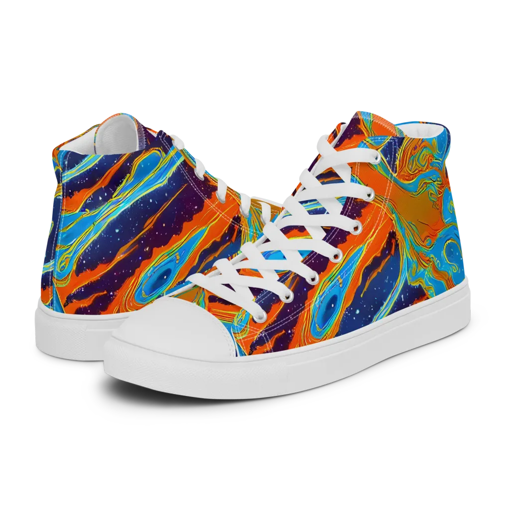 Blue Inferno on Men's High Top Canvas Shoes — Left