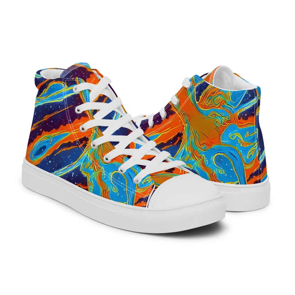 Blue Inferno on Men's High Top Canvas Shoes — Right