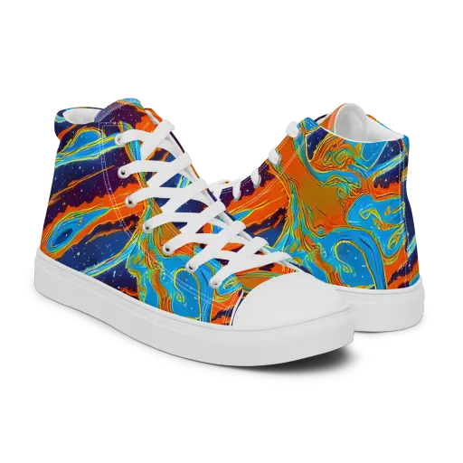 Blue Inferno on a Men's High Top Canvas Shoes
