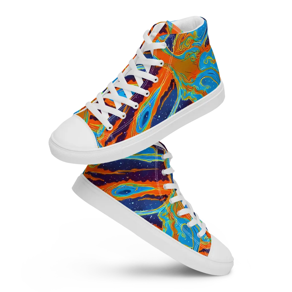Blue Inferno on Men's High Top Canvas Shoes — Front