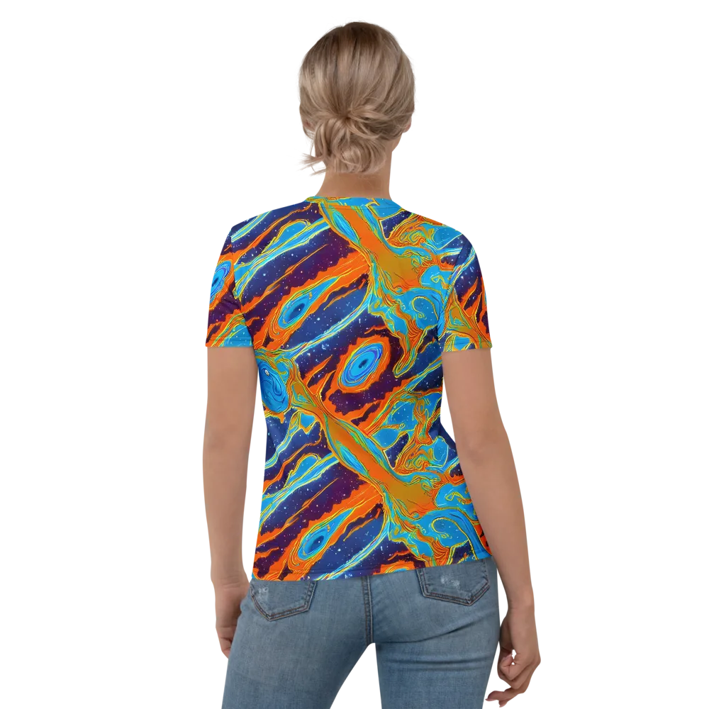 Blue Inferno on Women's Crew Neck T-Shirt — Back