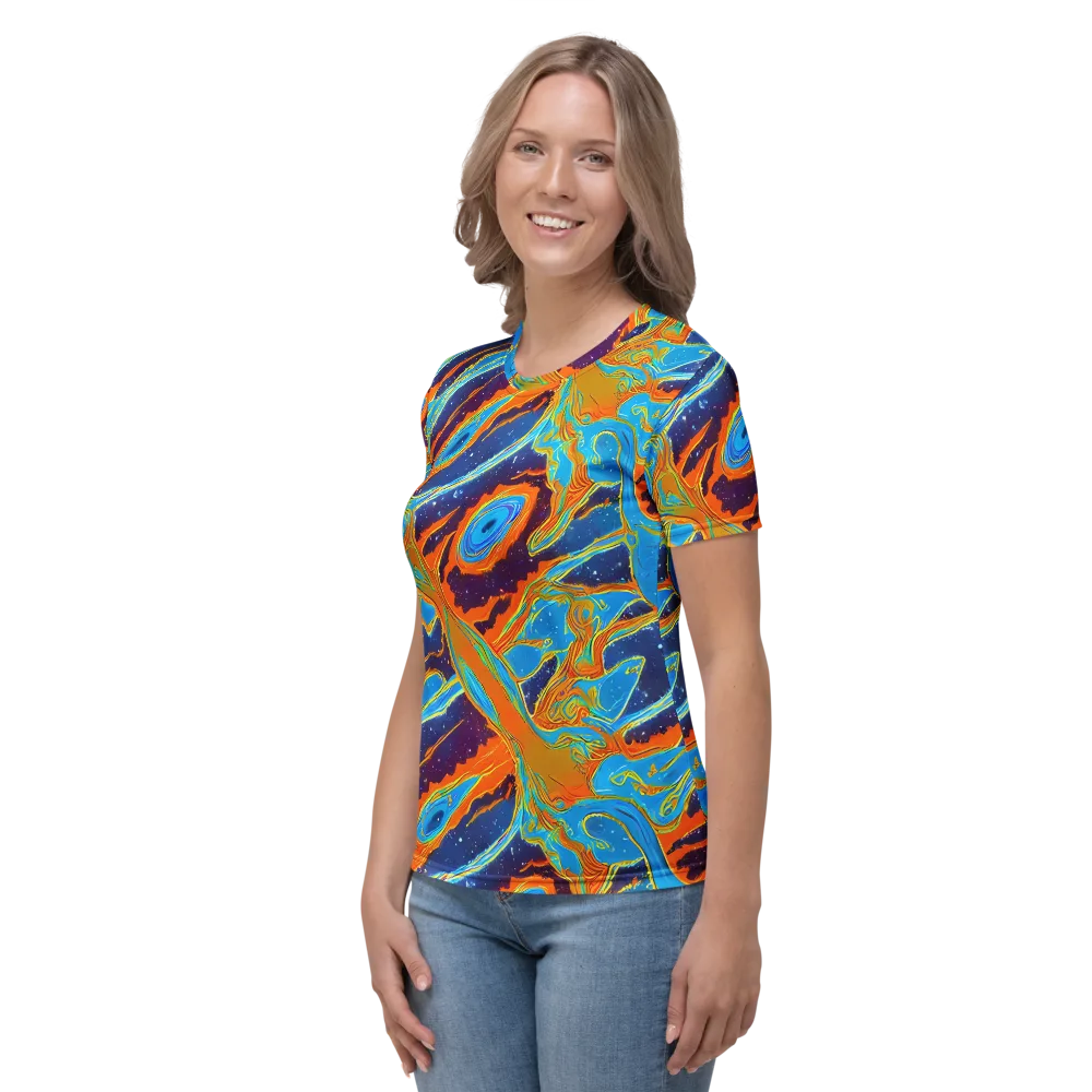Blue Inferno on Women's Crew Neck T-Shirt — Left