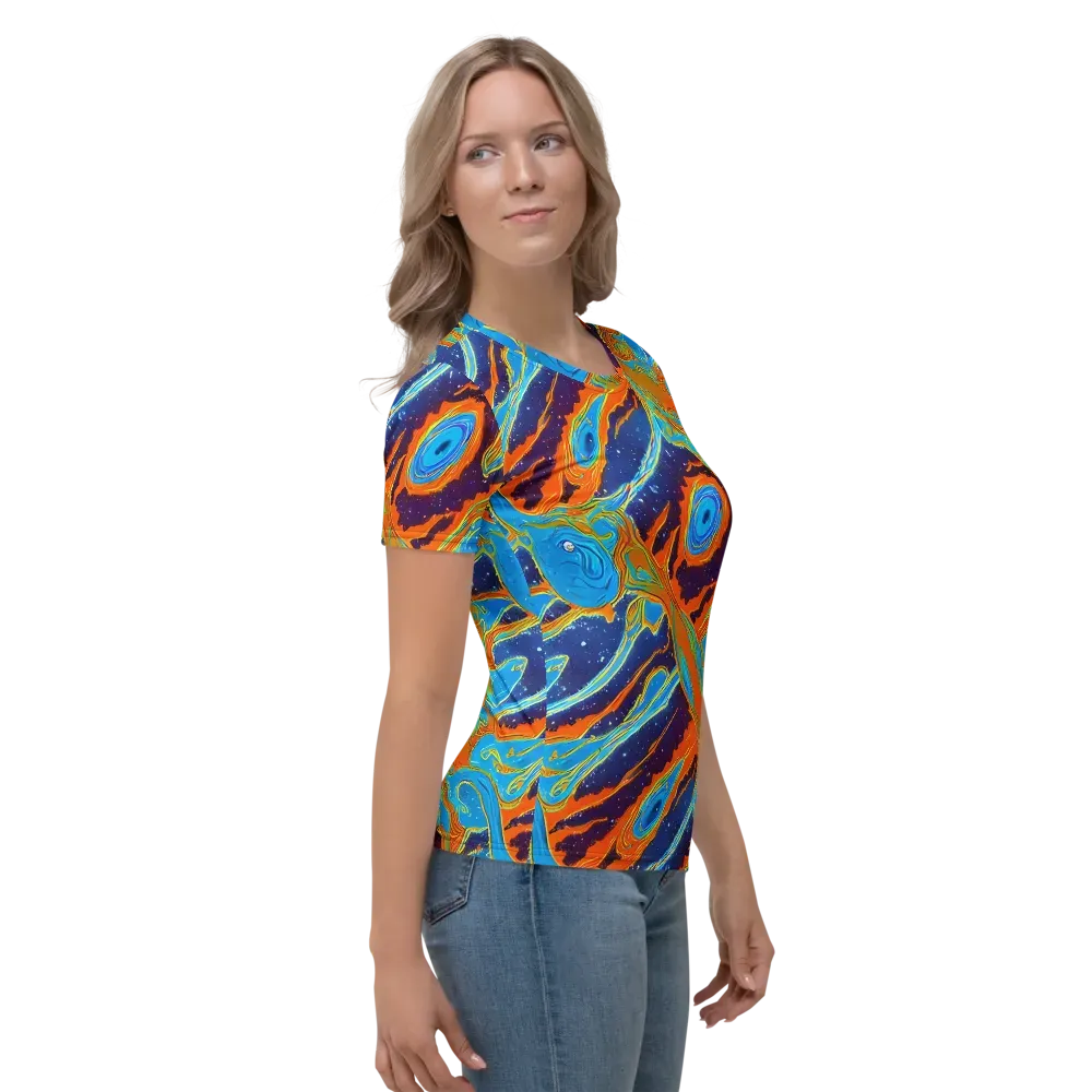Blue Inferno on Women's Crew Neck T-Shirt — Right