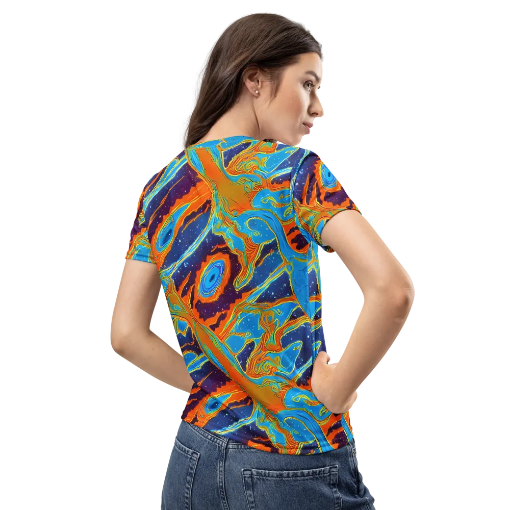 Blue Inferno on Women's Crew Neck T-Shirt — Back