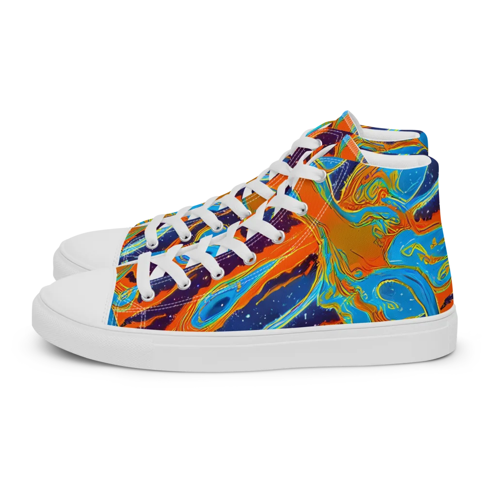 Blue Inferno on Women's High Top Canvas Shoes — Left