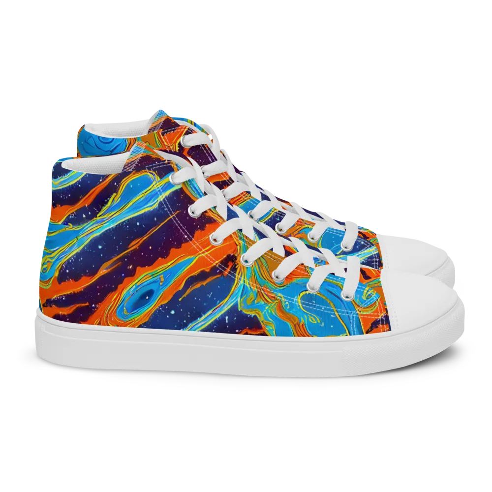 Blue Inferno on Women's High Top Canvas Shoes — Right
