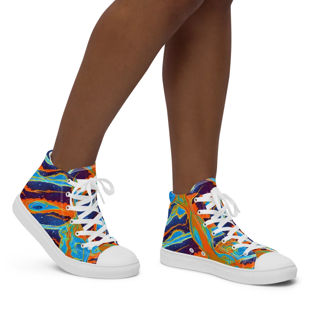 Blue Inferno on Women's High Top Canvas Shoes — Right