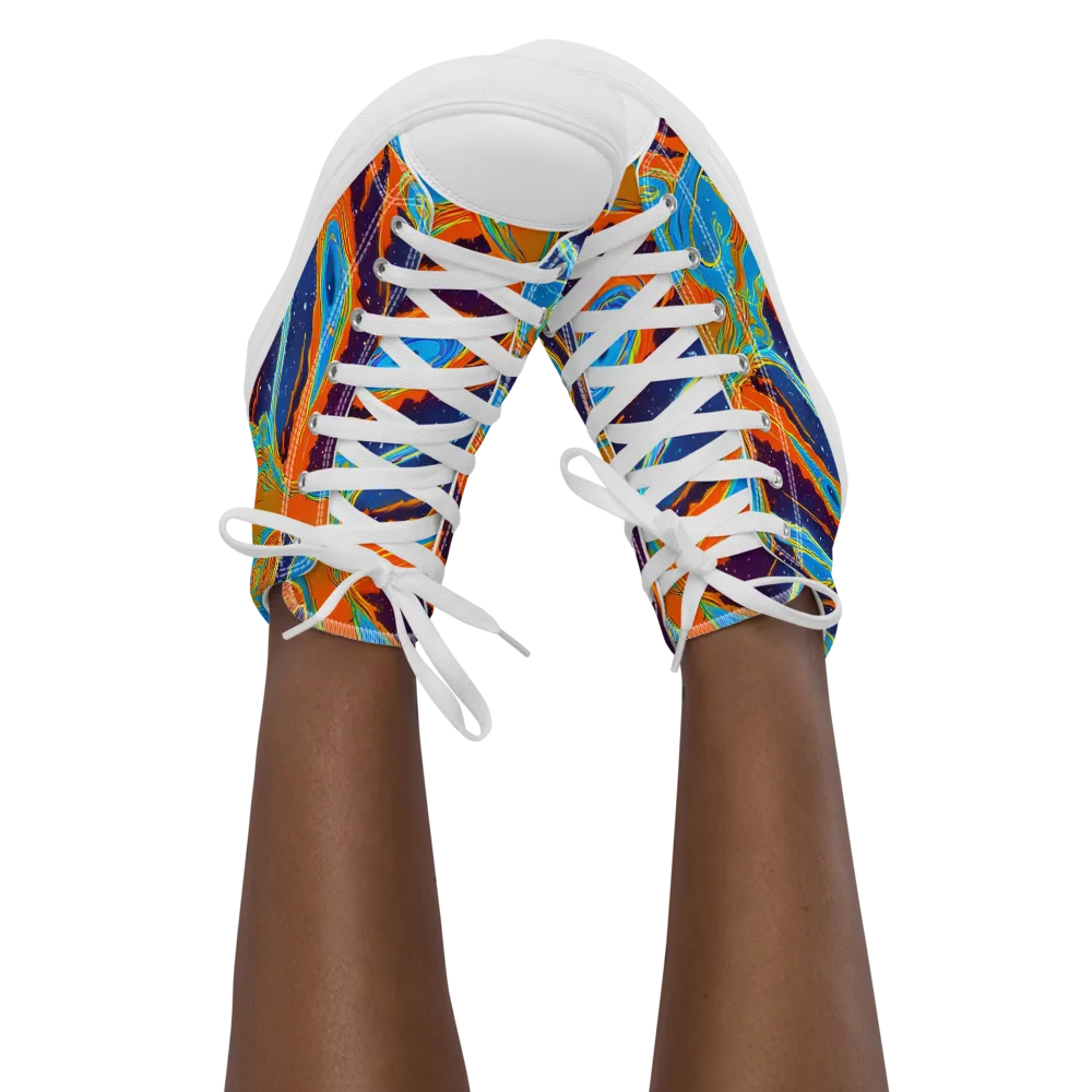 Blue Inferno on Women's High Top Canvas Shoes — Front