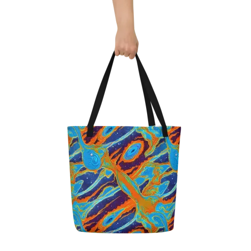 Blue Inferno on a Large Tote Bag W/ Pocket