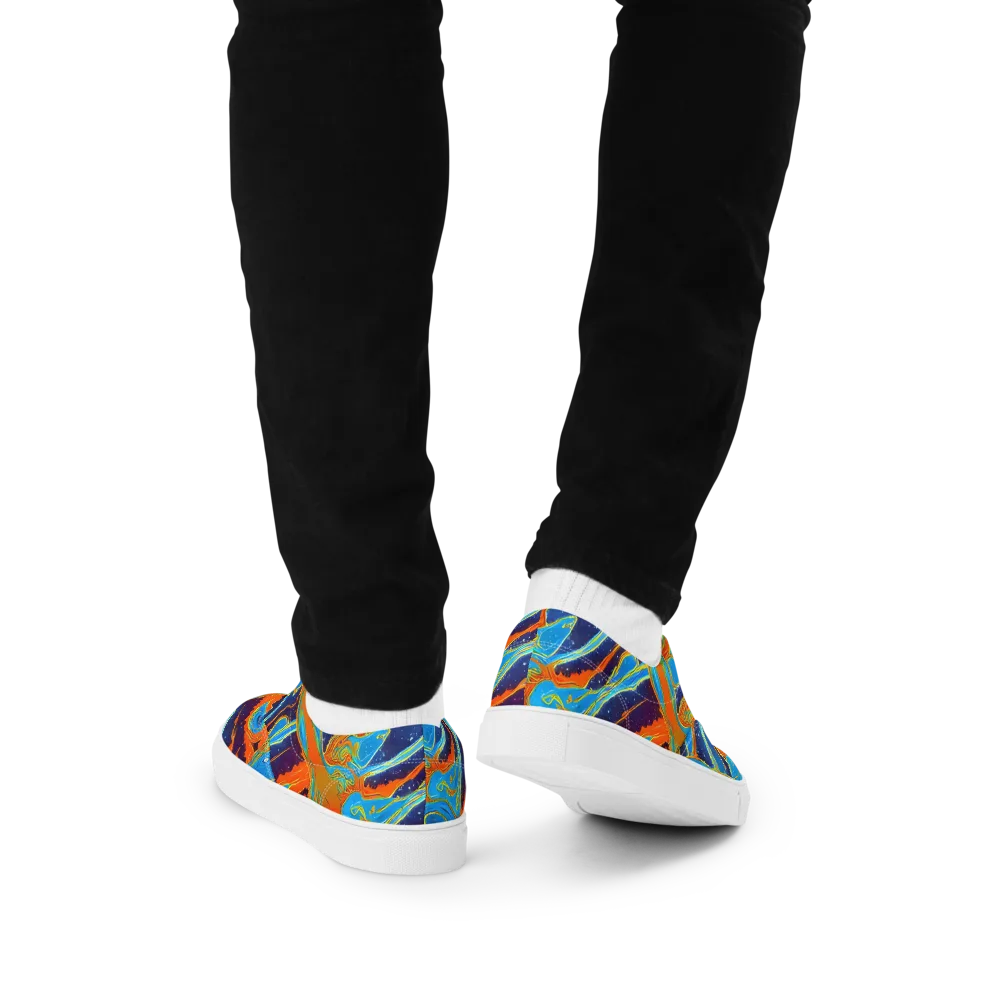 Blue Inferno on Men's Lace-Up Canvas Shoes — Back