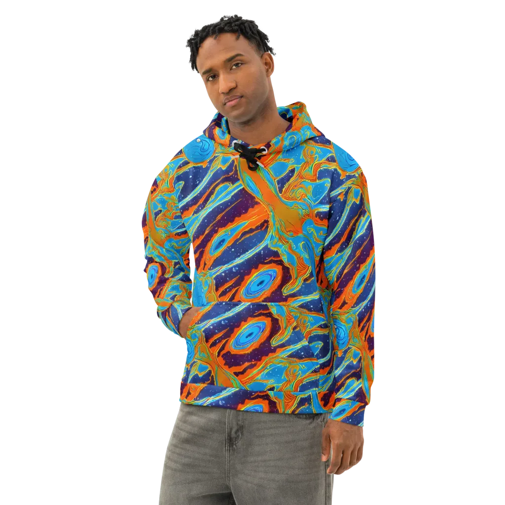 Blue Inferno on Cotton Hoodie — Left Front