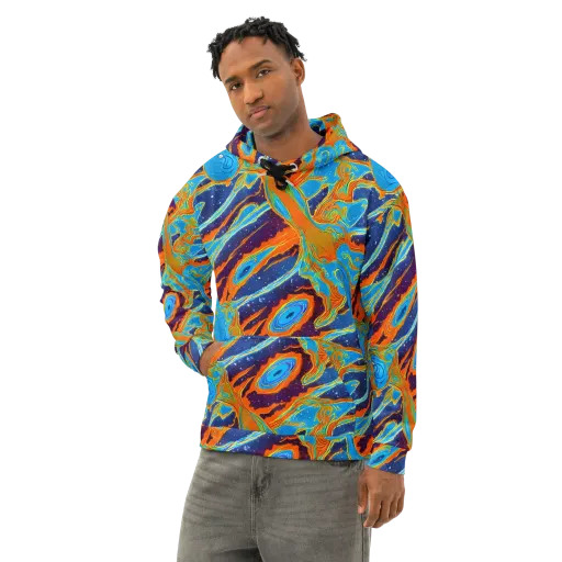Blue Inferno on a Cotton Hoodie