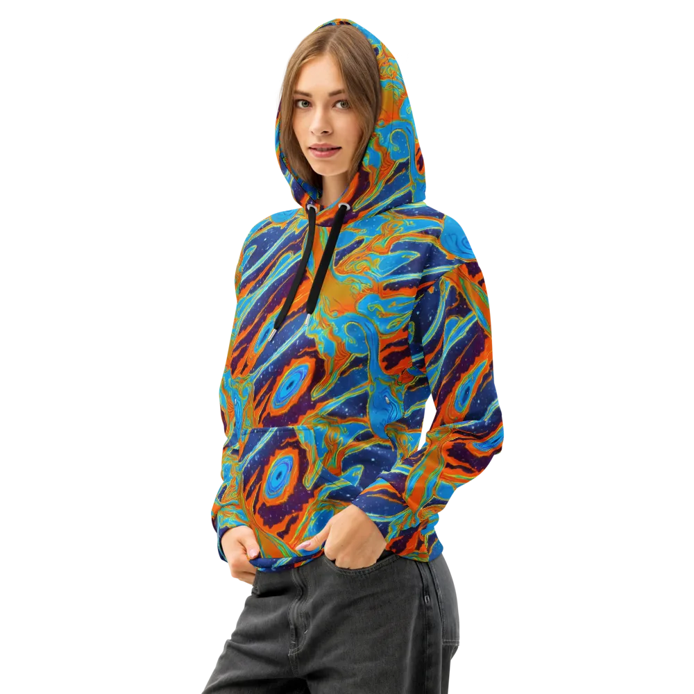 Blue Inferno on Cotton Hoodie — Left Front