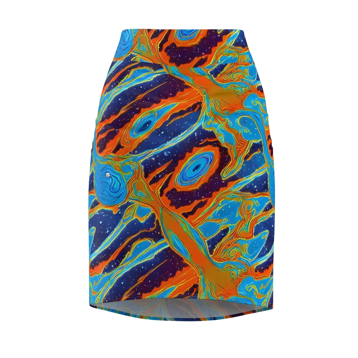 Blue Inferno on Pencil Skirt — Front