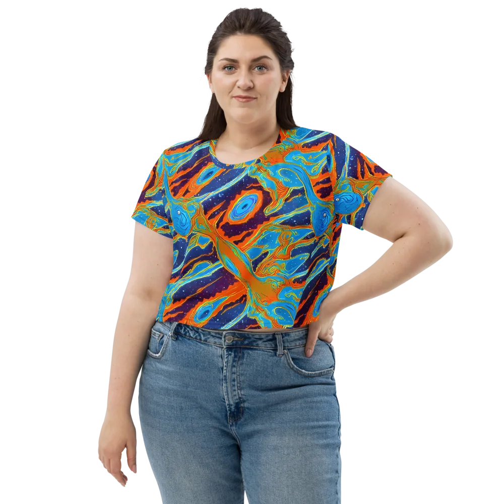 Blue Inferno on Crop Tee — Front