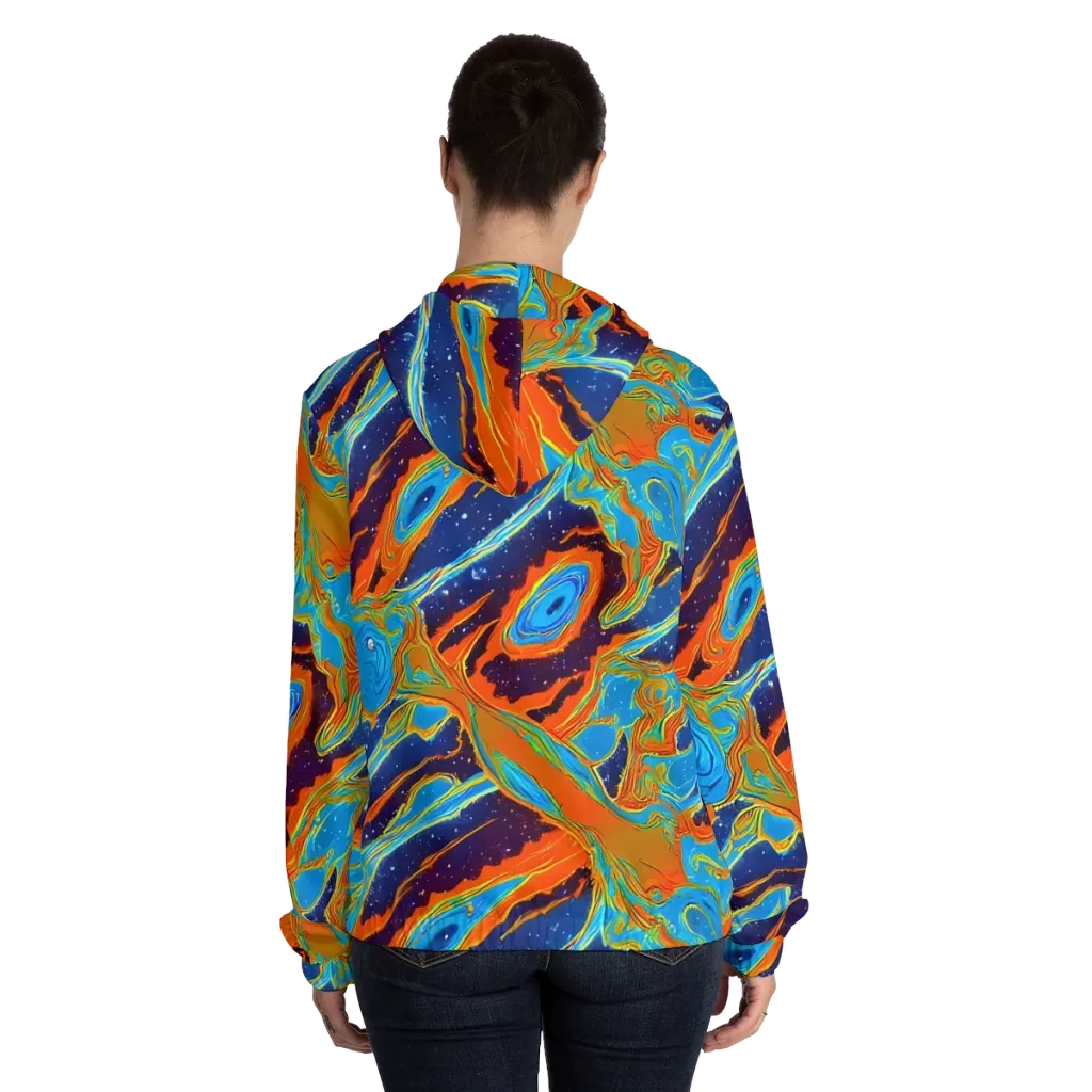 Blue Inferno on Women's Full-Zip Hoodie — Back On Person