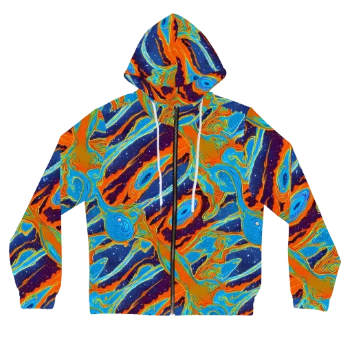 Blue Inferno on a Women's Full-Zip Hoodie