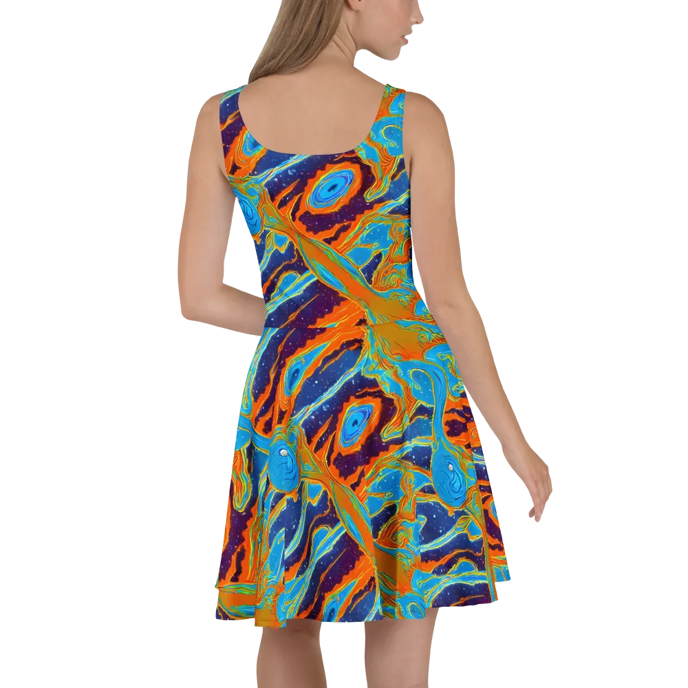 Blue Inferno on Skater Dress — Back