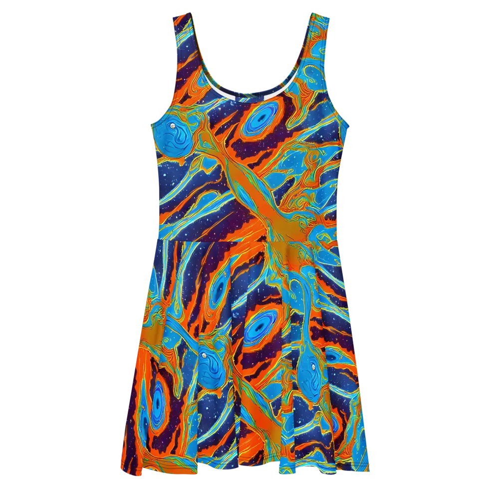 Blue Inferno on Skater Dress — Front