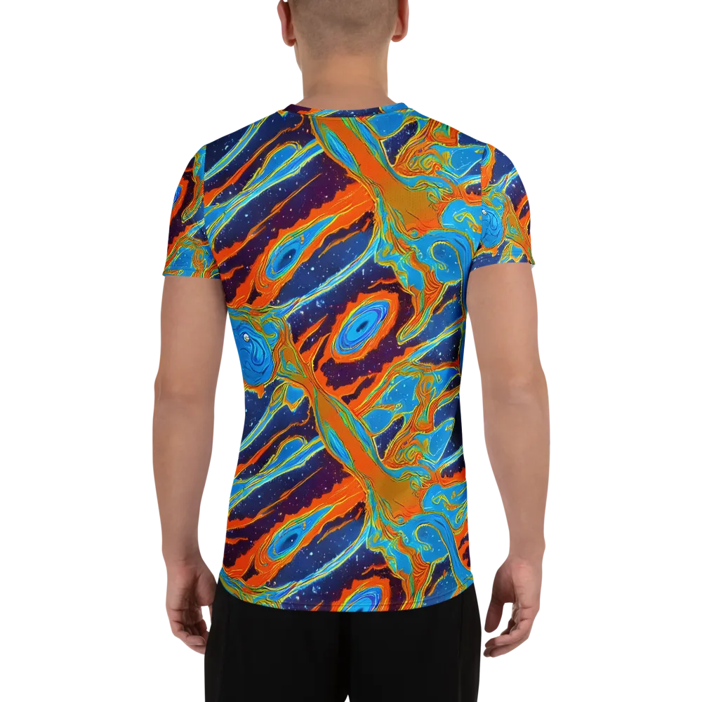 Blue Inferno on Men's Athletic T-Shirt — Back