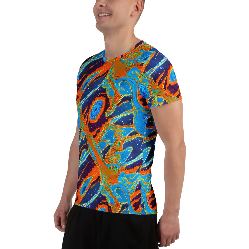 Blue Inferno on Men's Athletic T-Shirt — Left