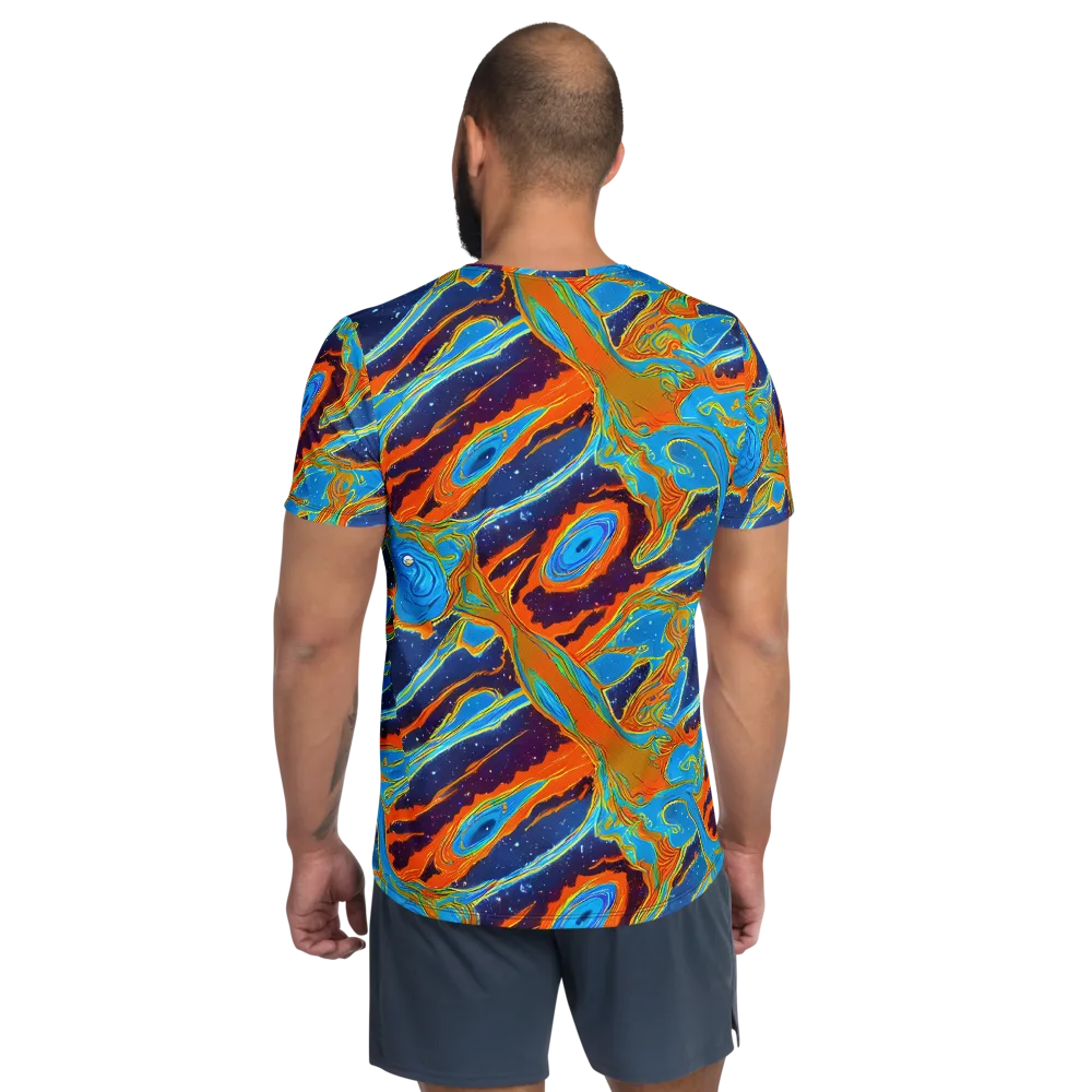 Blue Inferno on Men's Athletic T-Shirt — Back