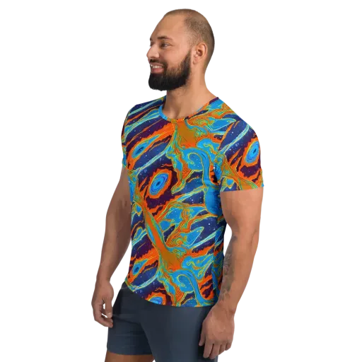 Blue Inferno on a Men's Athletic T-Shirt