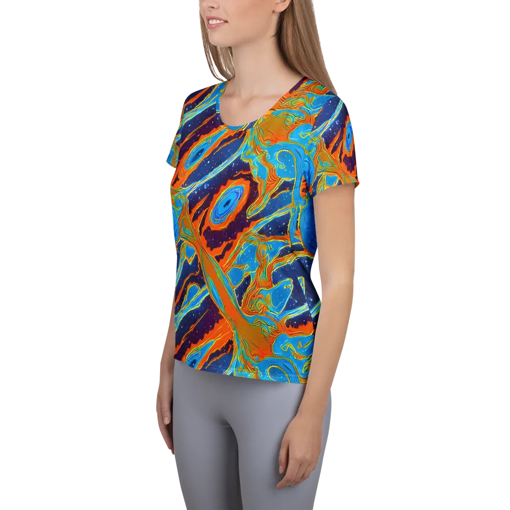 Blue Inferno on Women's Athletic T-Shirt — Left
