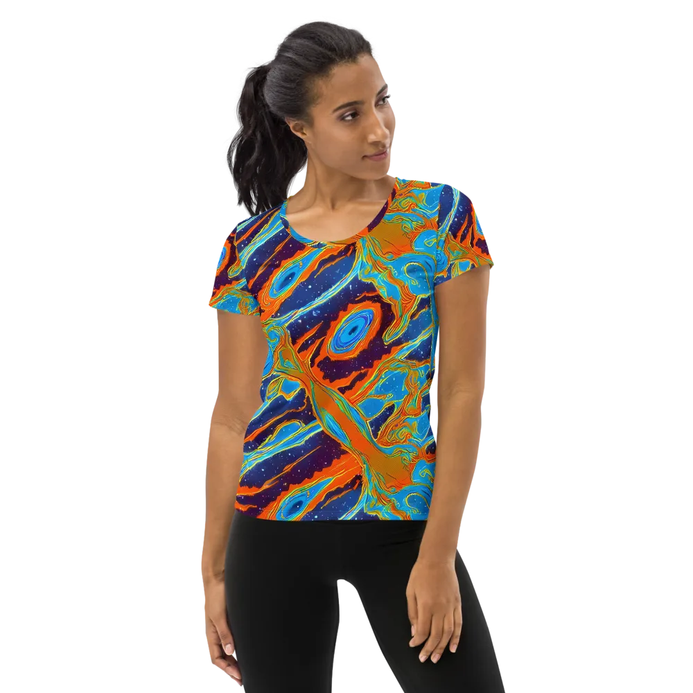 Blue Inferno on Women's Athletic T-Shirt — Front