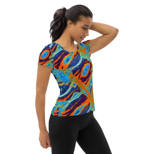 Blue Inferno on a Women's Athletic T-Shirt