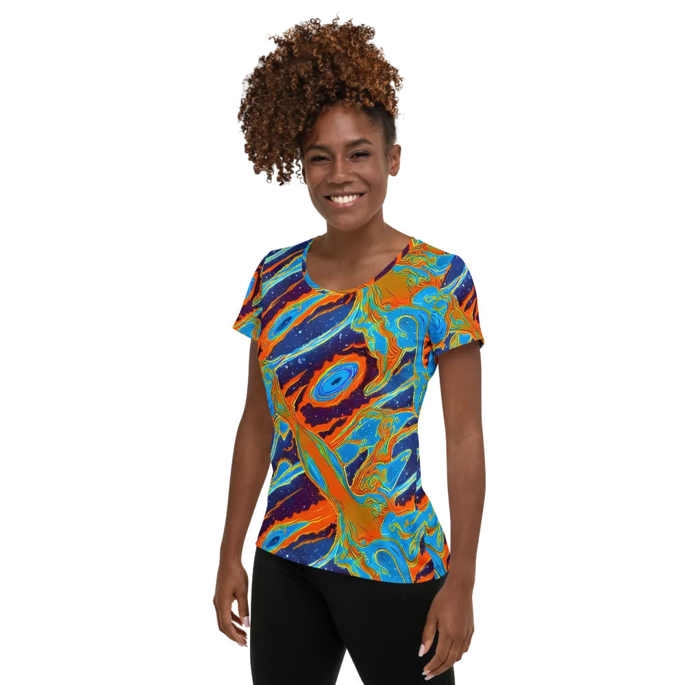 Blue Inferno on Women's Athletic T-Shirt — Left