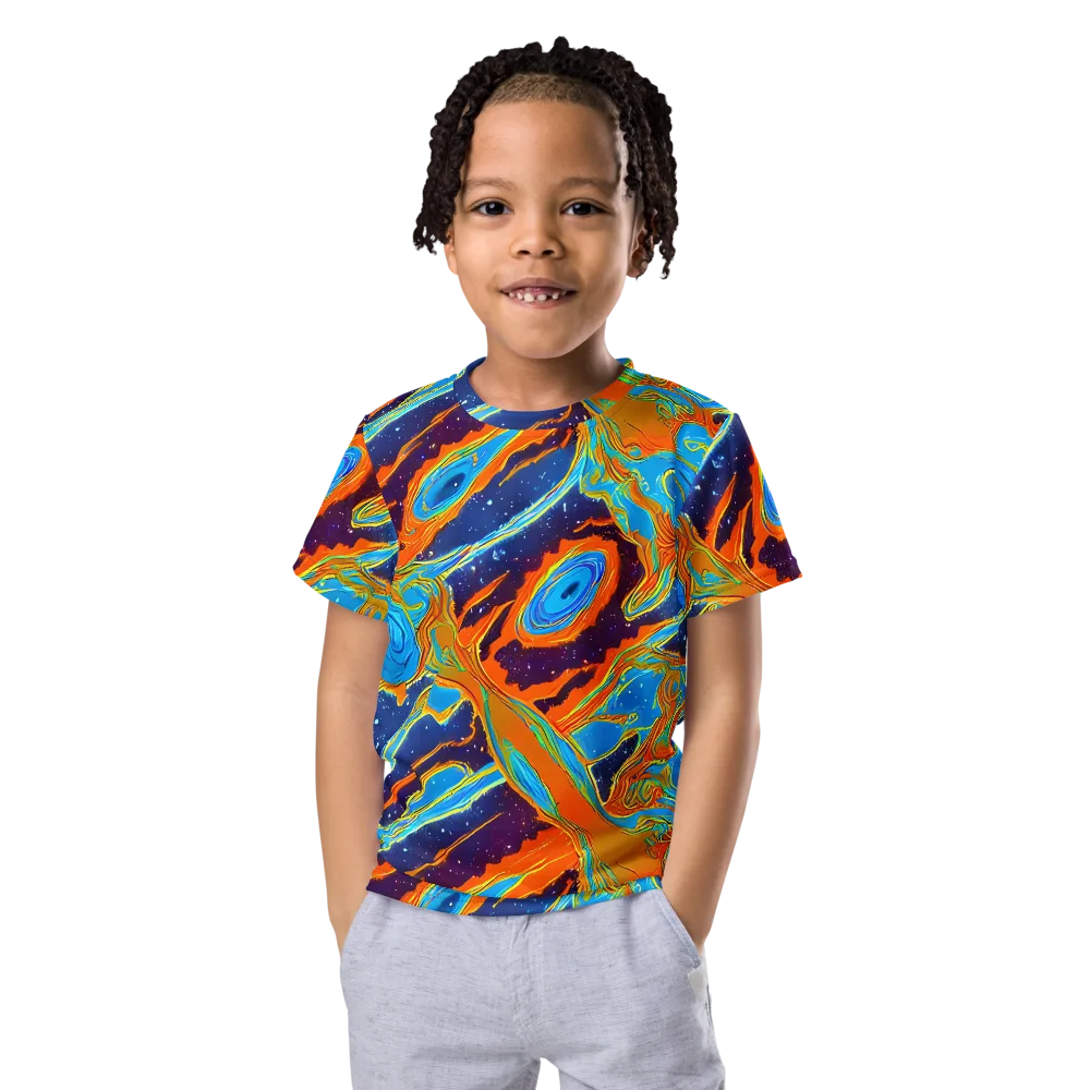 Blue Inferno on Kids Crew Neck T-Shirt — Front