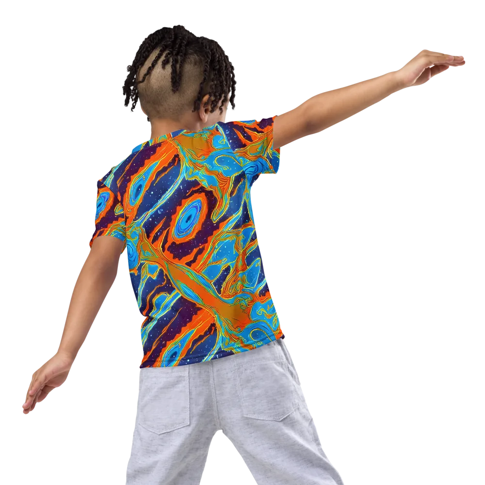 Blue Inferno on Kids Crew Neck T-Shirt — Back