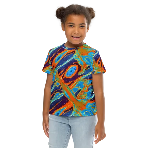 Blue Inferno on a Kids Crew Neck T-Shirt