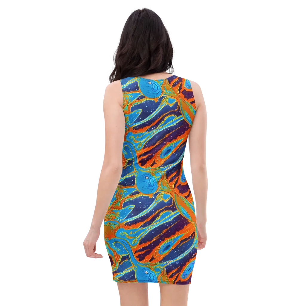 Blue Inferno on Bodycon Dress — Back