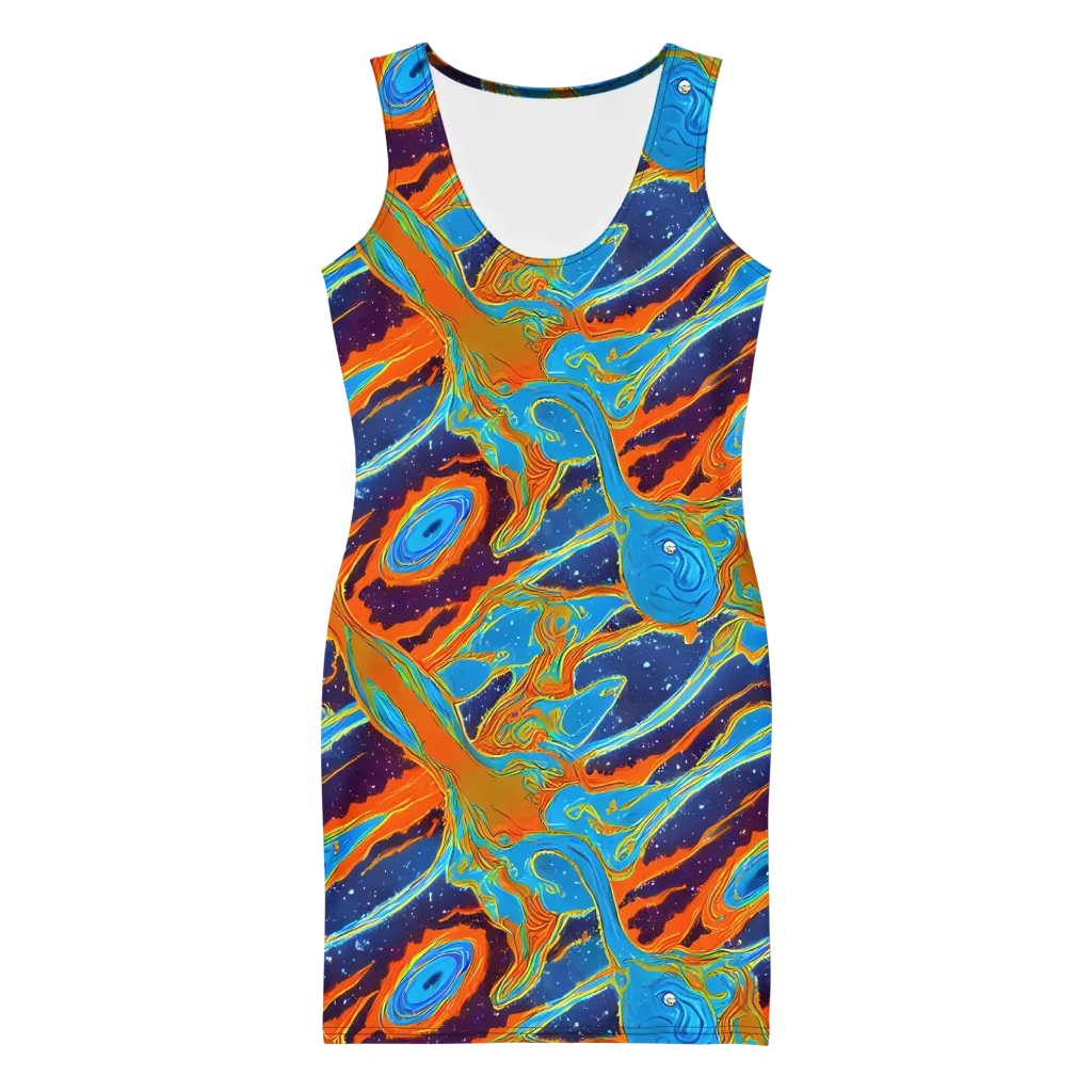 Blue Inferno on Bodycon Dress — Front