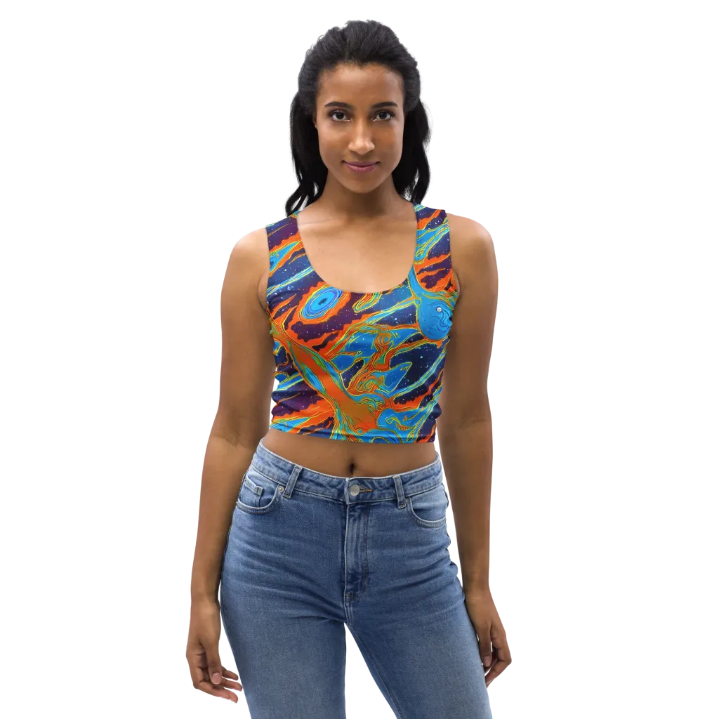 Blue Inferno on Crop Top — Front