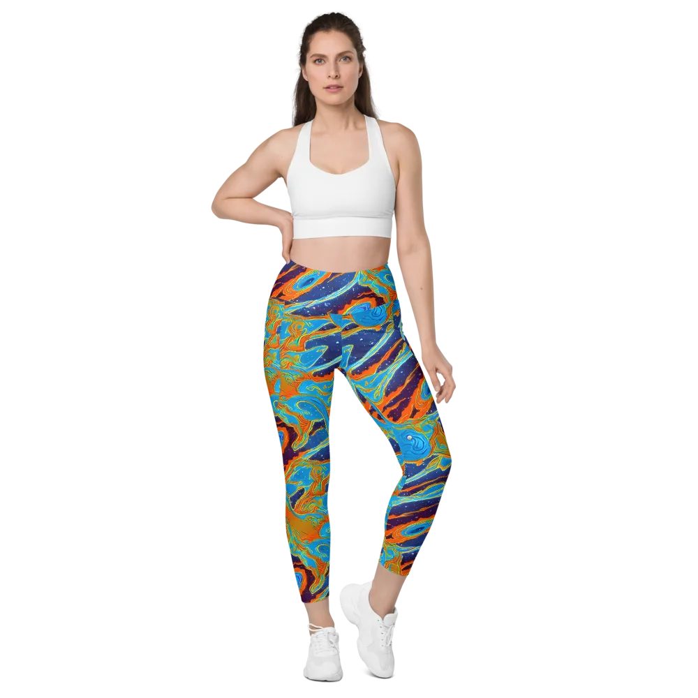 Blue Inferno on Leggings with Pockets — Front